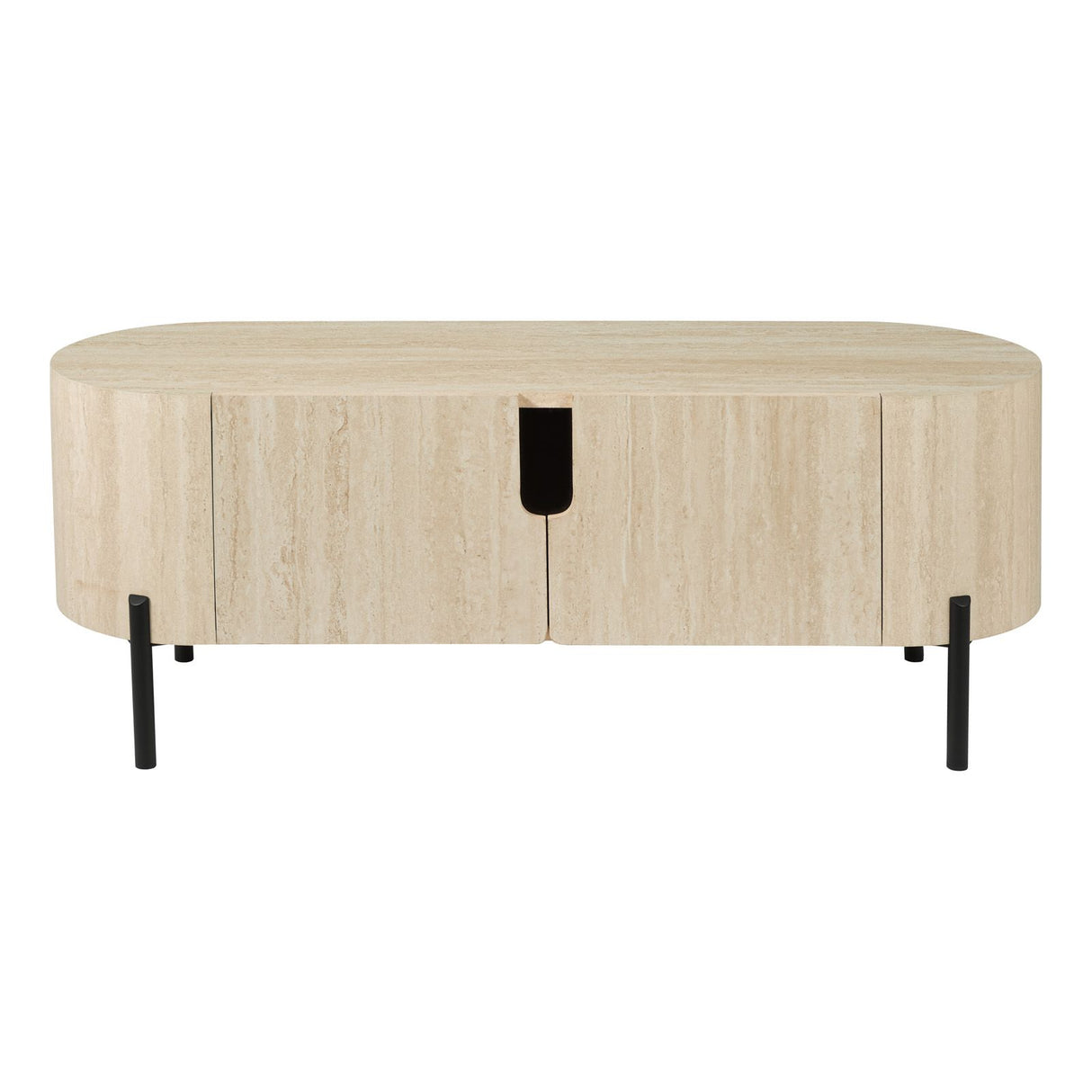 Ioana Cabinet Travertine Effect and Matt Black