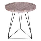 Miguel Side Table Brown Stone Effect and Matt Black