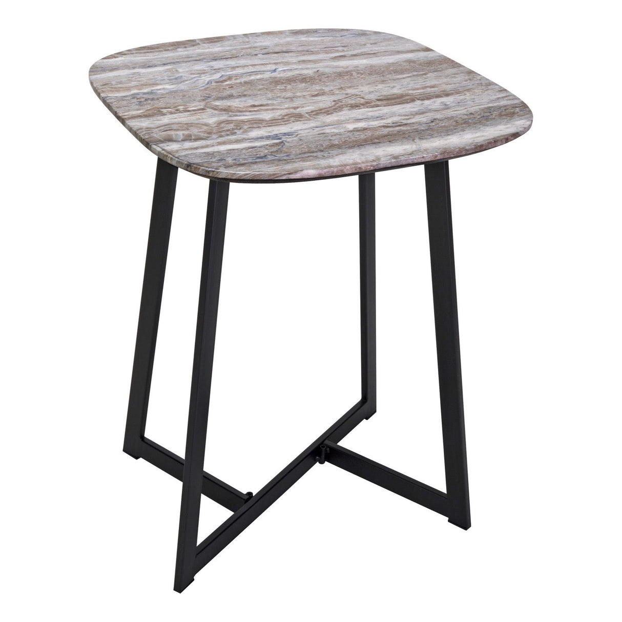Pavlos Side Table Brown Stone Effect and Matt Black