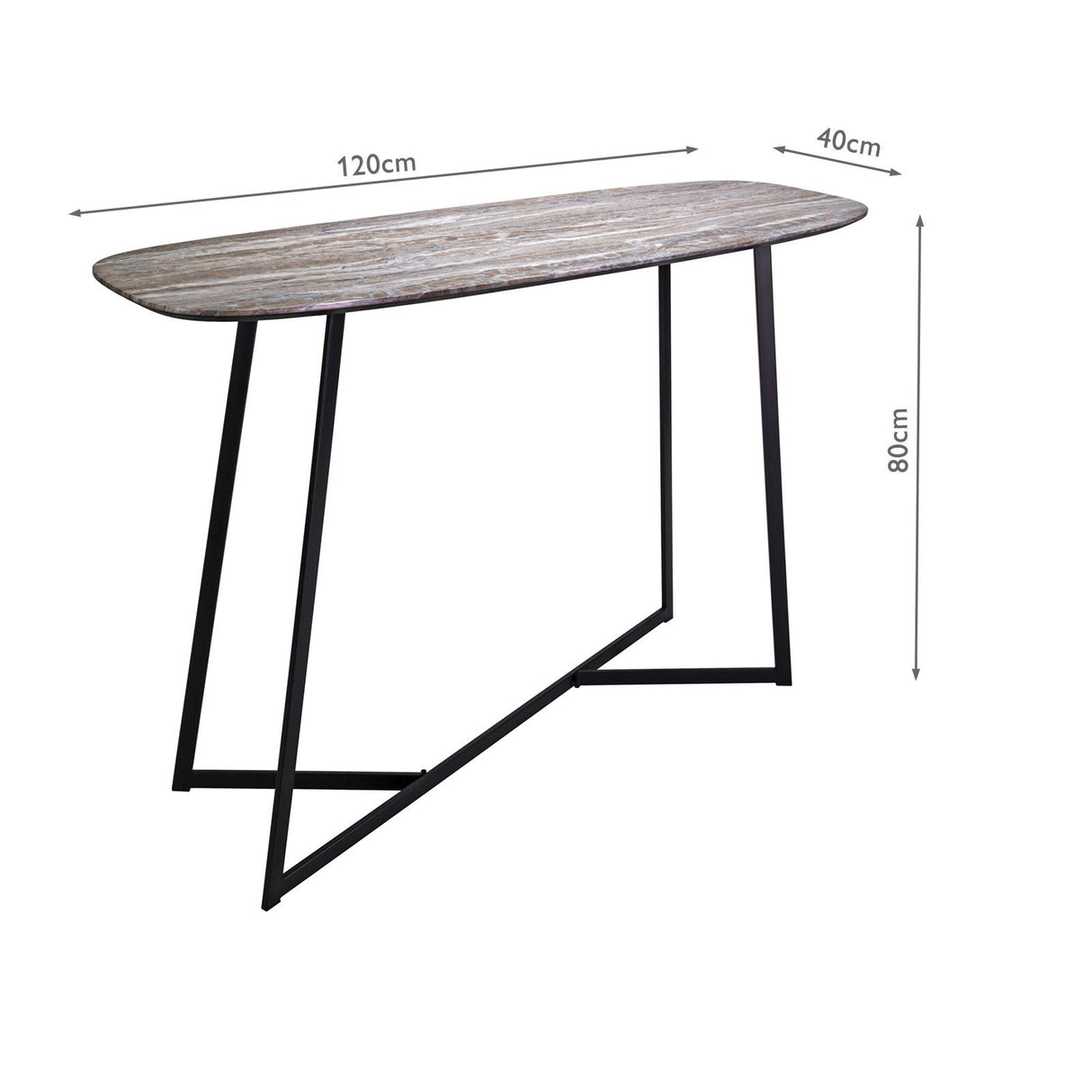 Pavlos Console Table Brown Stone Effect and Matt Black