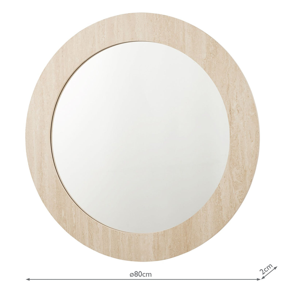 Ioana Round Mirror Travertine Effect 80cm
