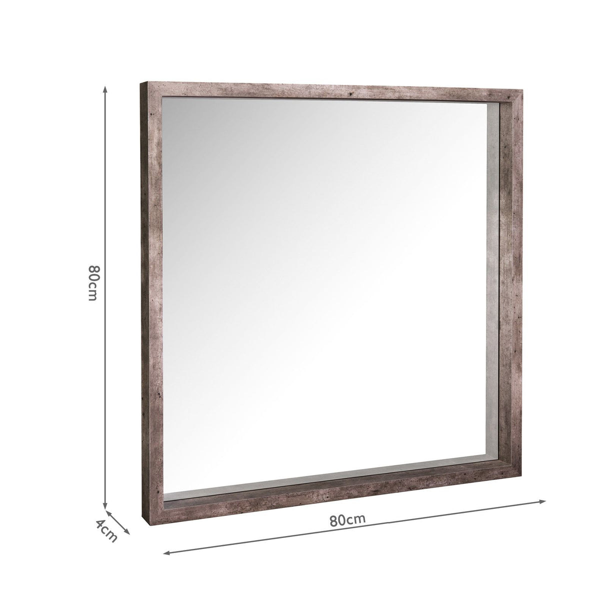 Rocco Mirror Distressed Concrete Effect 80 X 80cm