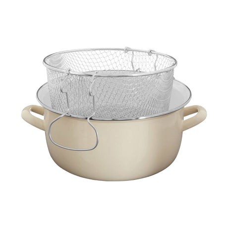 Telo Cream Enamel On Steel Deep Fryer