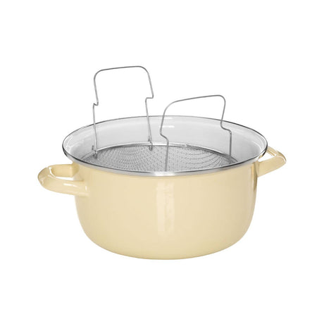 Telo Cream Enamel On Steel Deep Fryer