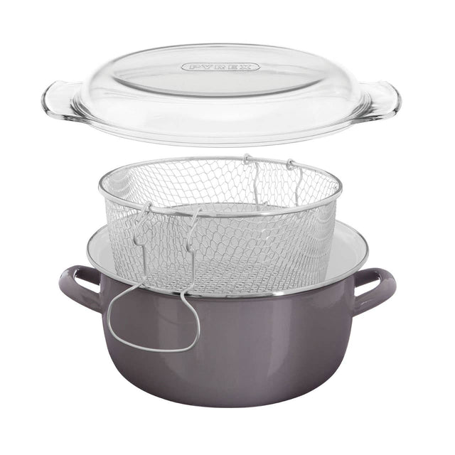 Telo Grey Enamel Deep Fryer