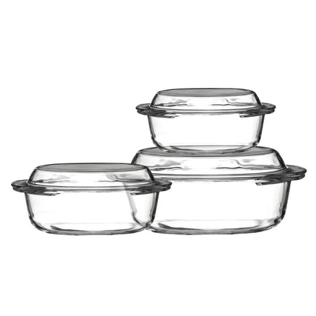 Set Of Three Tempered Glass Casserole Dishes