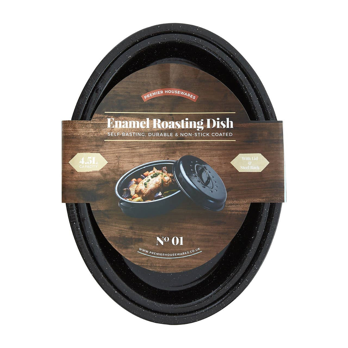 Carvara Black Enamel Small Casserole Dish