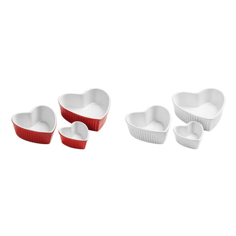 Set Of Four Amour Heart Shape White Dishes