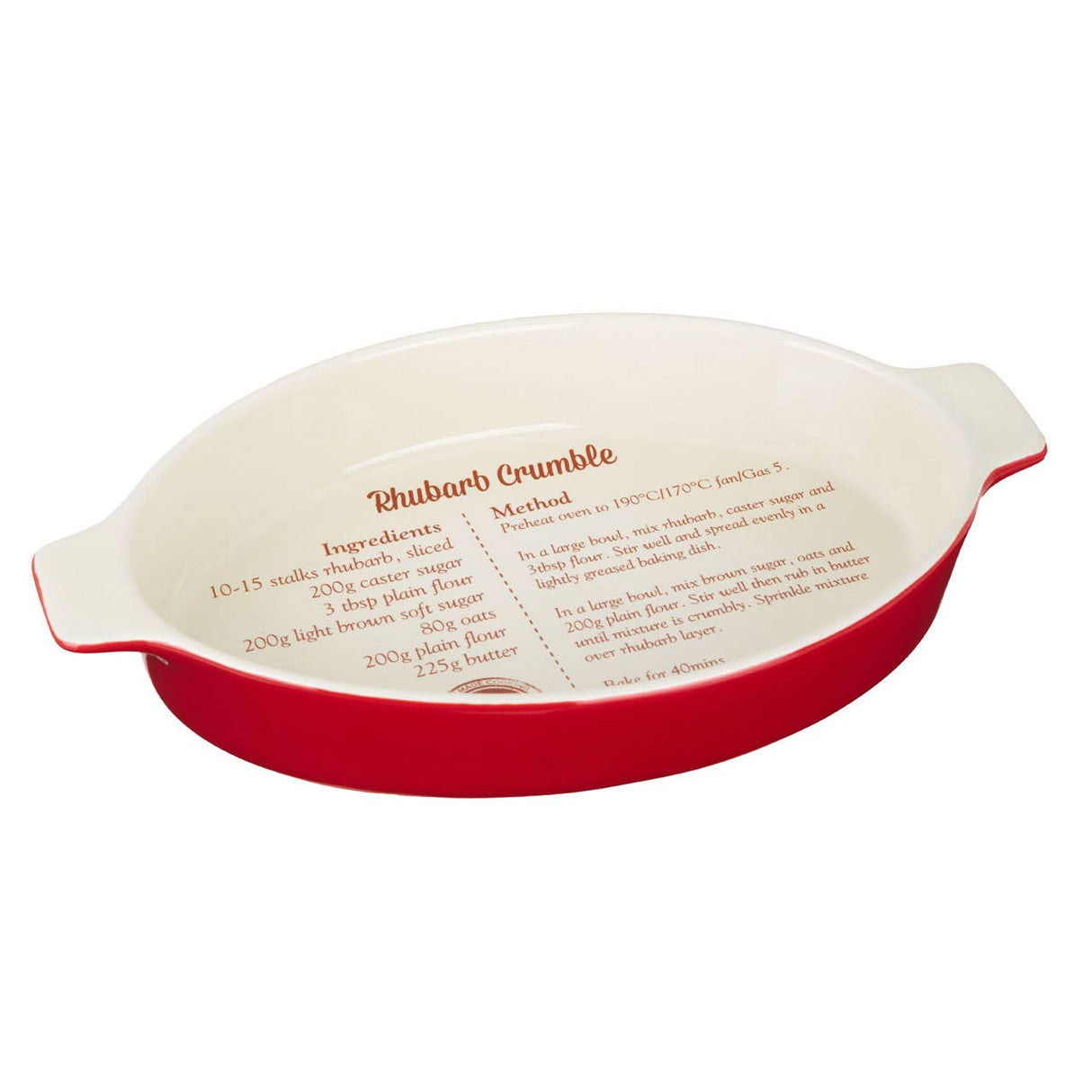 From Scratch Red Stoneware Oval Baking Dish