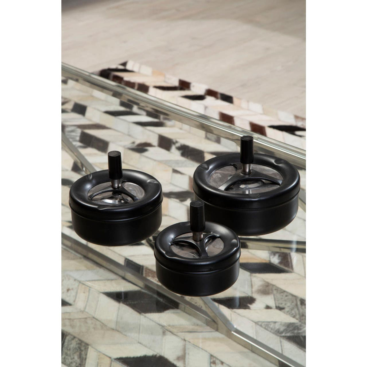 Large Black Spinning Ashtray