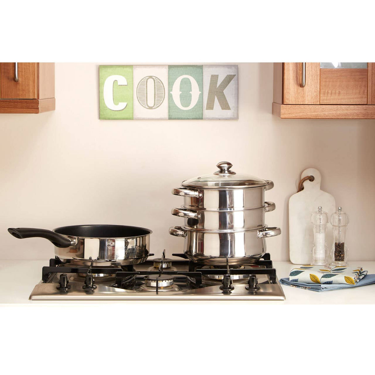Stainless Steel Steamer With 6 Handles