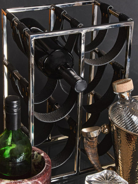 Mixology Six Bottle Silver Finish Wine Rack