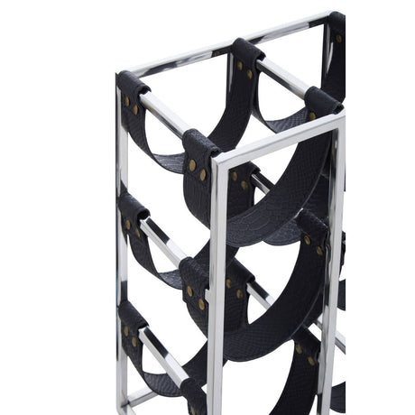 Mixology Six Bottle Silver Finish Wine Rack