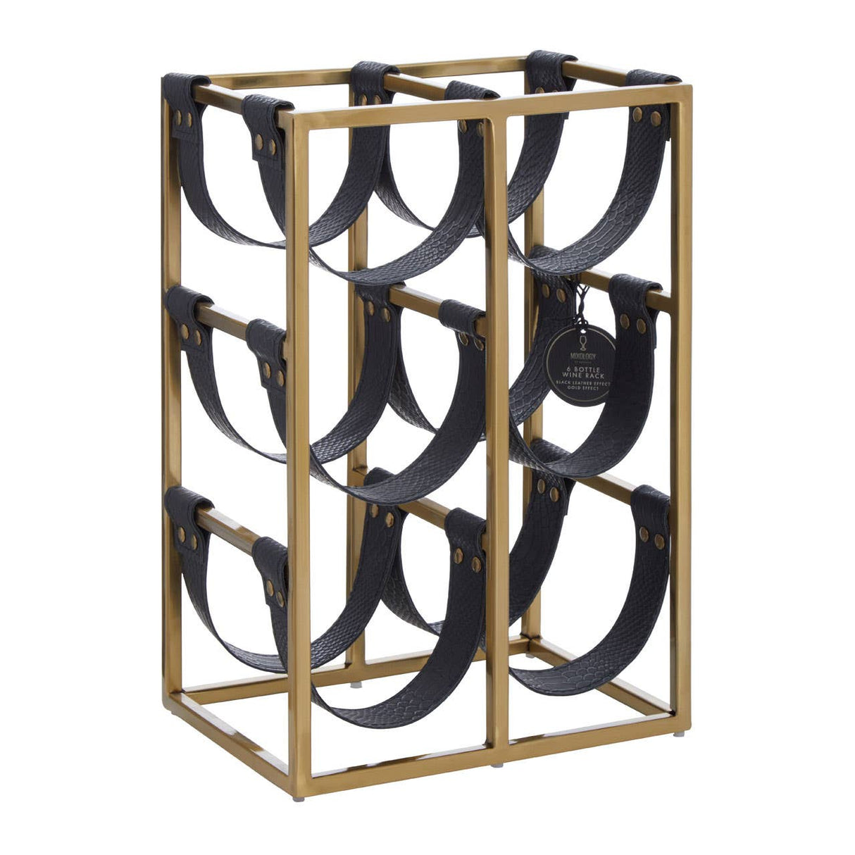 Mixology Six Bottle Gold Finish Wine Rack