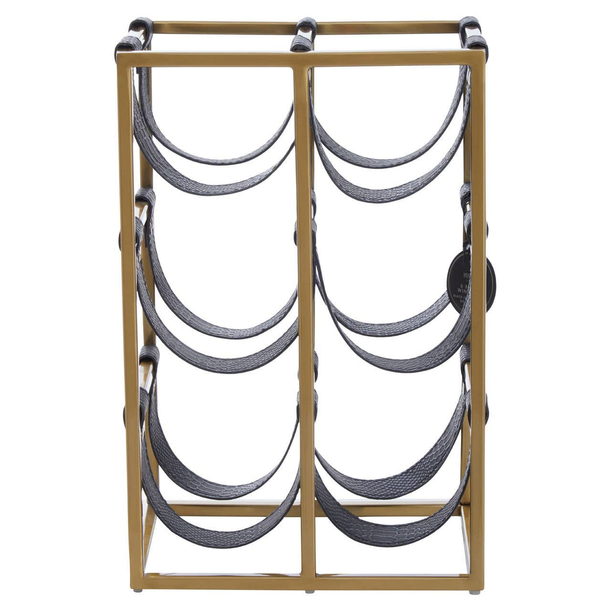 Mixology Six Bottle Gold Finish Wine Rack