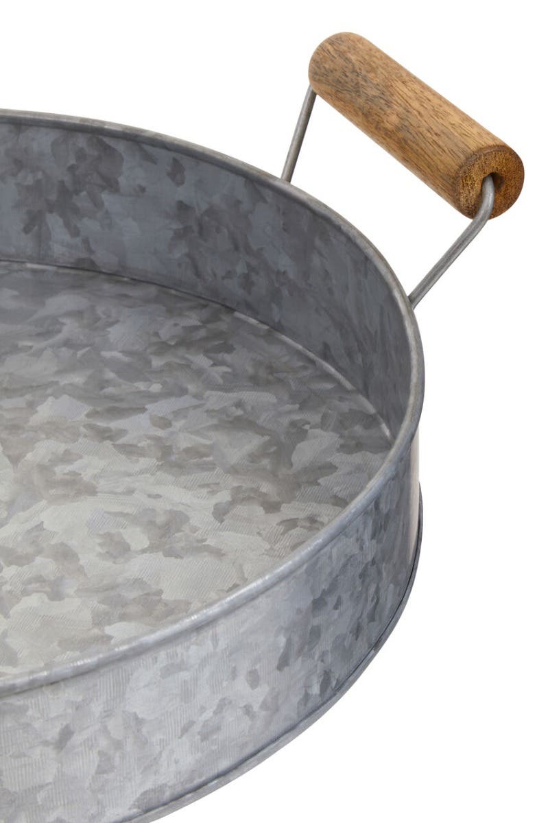 Drummond Round Tray With Wood Handle