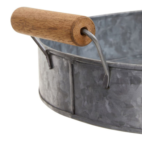 Drummond Round Tray With Wood Handle