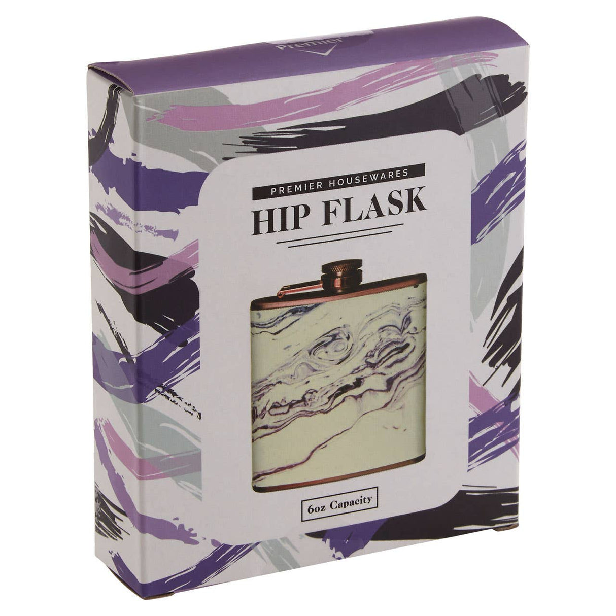 Auden Marble Effect Rose Gold Hip Flask