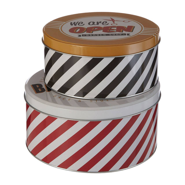 Barber Shop Storage Tins - Set of 2