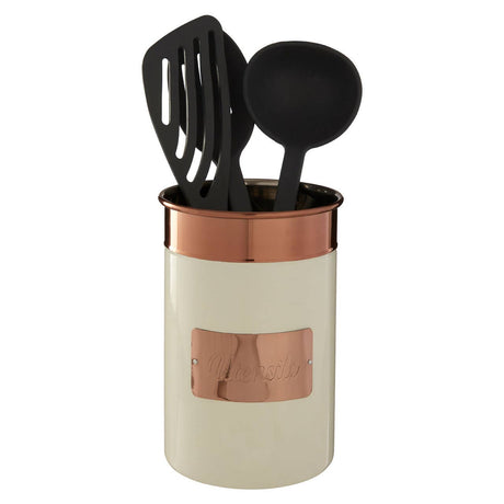 Prescott Cream And Copper Utensil Holder