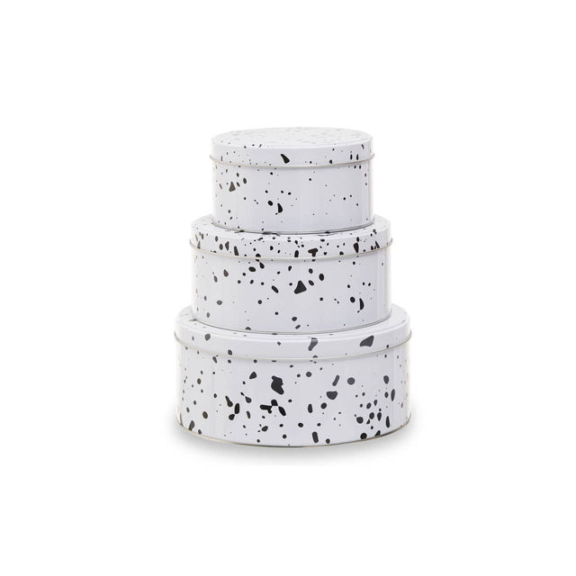 Set Of Three Speckled Storage Tins