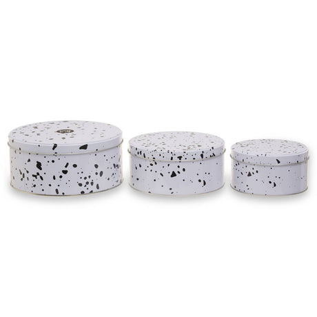 Set Of Three Speckled Storage Tins