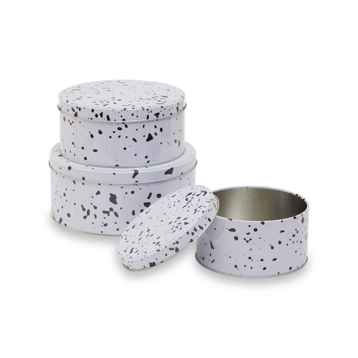 Set Of Three Speckled Storage Tins