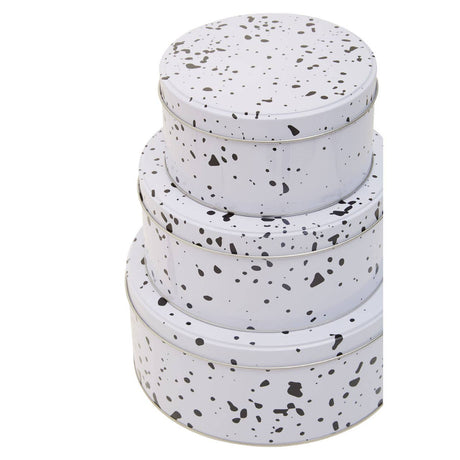 Set Of Three Speckled Storage Tins