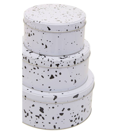Set Of Three Speckled Storage Tins
