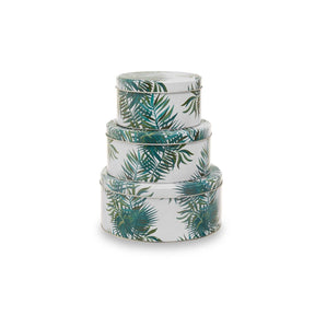Set Of Three Palm Storage Tins