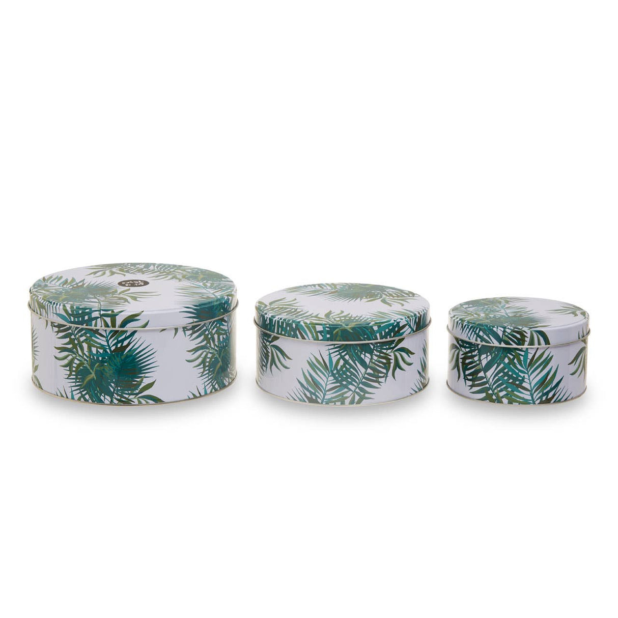 Set Of Three Palm Storage Tins
