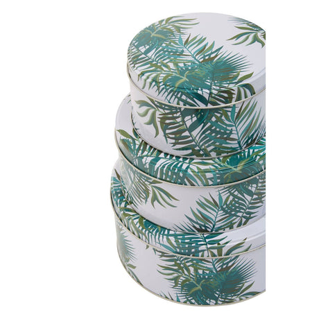 Set Of Three Palm Storage Tins