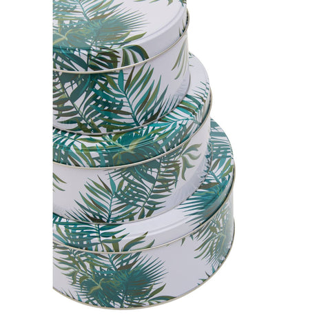 Set Of Three Palm Storage Tins