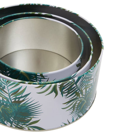 Set Of Three Palm Storage Tins