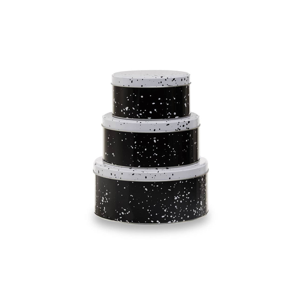 Set Of Three Black And White Storage Tins