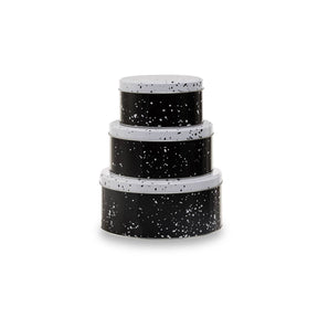 Set Of Three Black And White Storage Tins
