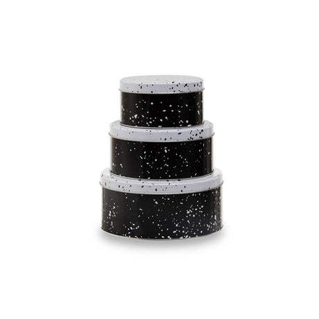 Set Of Three Black And White Storage Tins