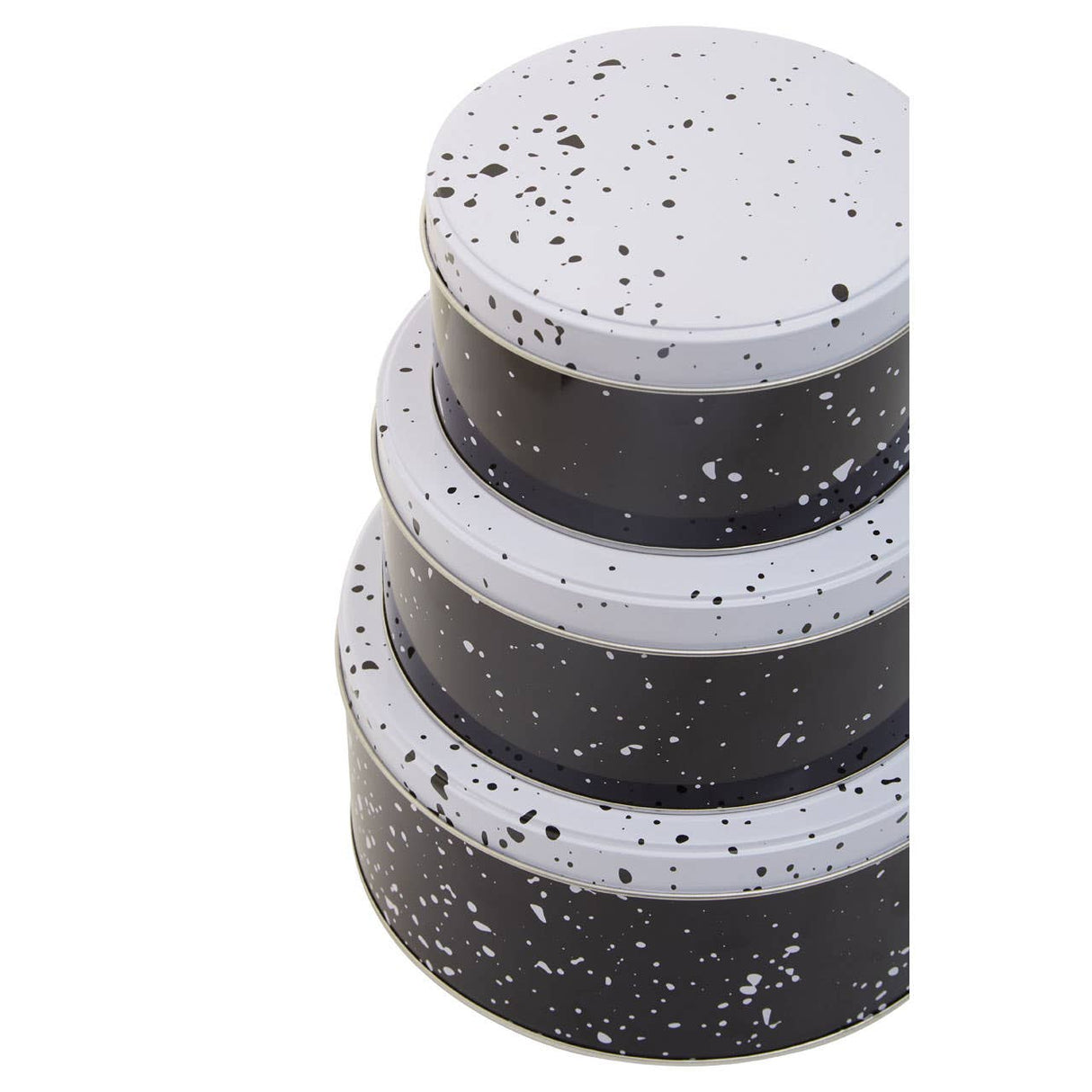 Set Of Three Black And White Storage Tins