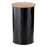 Rhombus Black Metal Medium Round Storage Canister