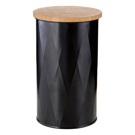 Rhombus Black Metal Medium Round Storage Canister