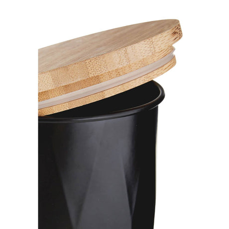 Rhombus Black Metal Medium Round Storage Canister