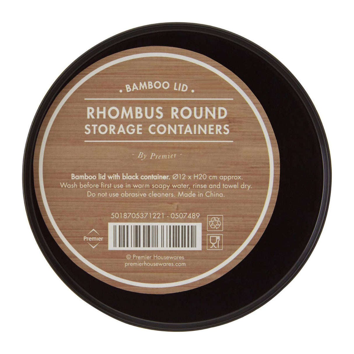 Rhombus Black Metal Medium Round Storage Canister