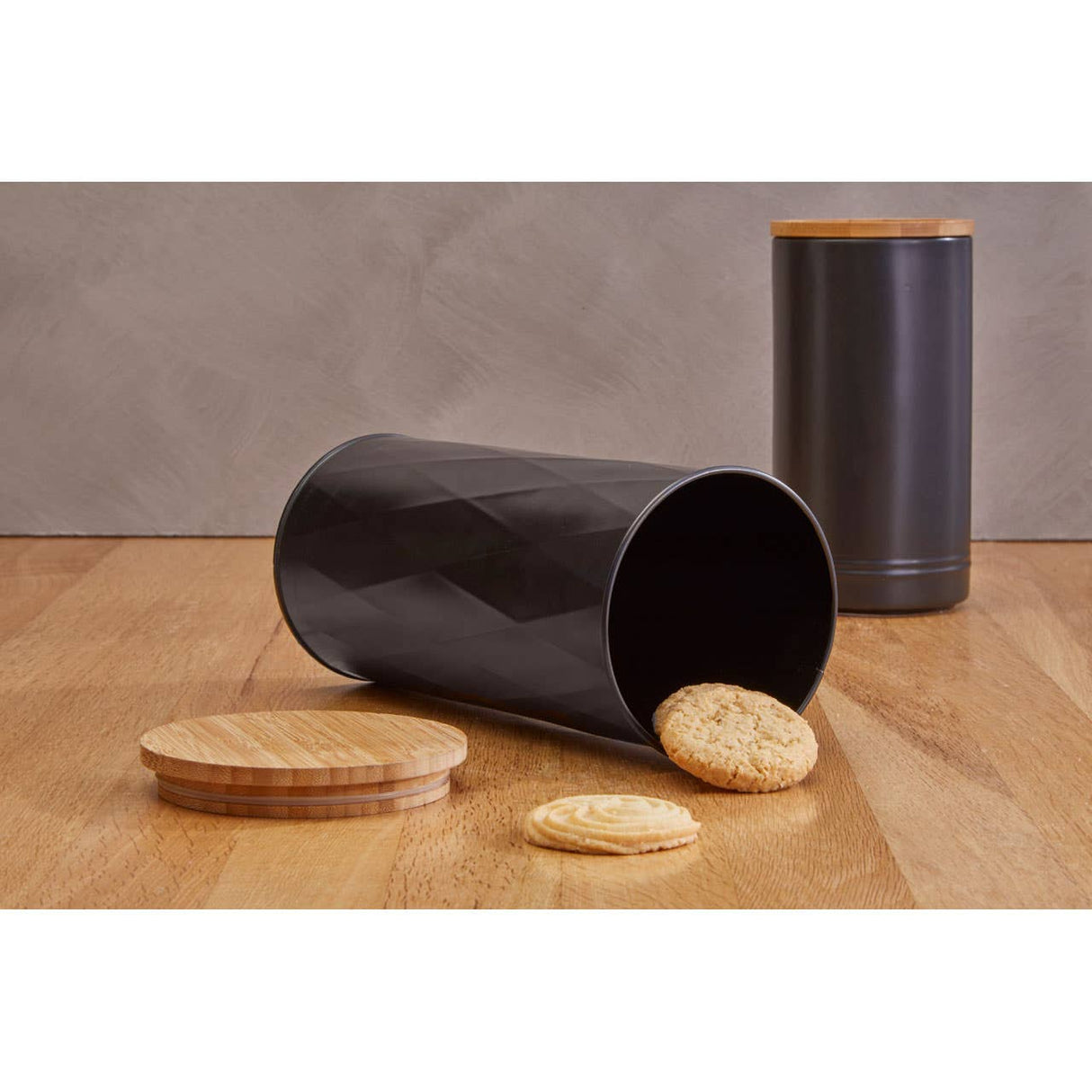 Rhombus Black Large Storage Canister
