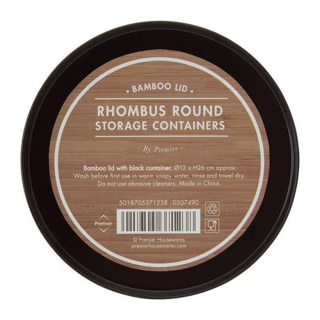 Rhombus Black Large Storage Canister