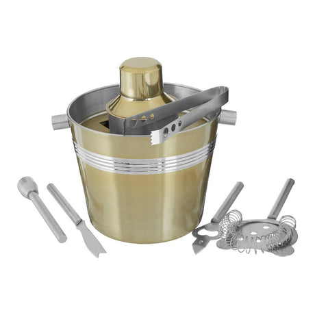 7Pc Bar Set With Brushed Gold Finish