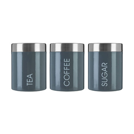 Grey Enamel Liberty Canisters - Set of 3