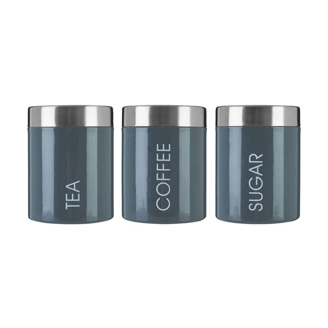 Grey Enamel Liberty Canisters - Set of 3