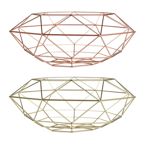 Vertex Gold Finish Wide Fruit Basket