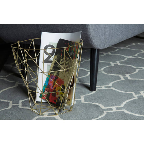 Vertex Gold Finish Tall Storage Basket