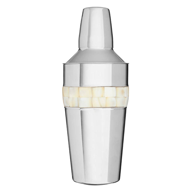 Silver Cocktail Shaker With Mother Of Pearl Inlay